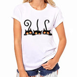 Girls Plus Size Cute Cat Print Tees Shirt