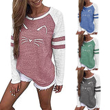 Women Ladies Cat Printing T-Shirt