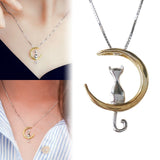 Fashion Cat Moon Pendant Necklace Charm