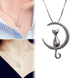 Fashion Cat Moon Pendant Necklace Charm