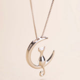 Fashion Cat Moon Pendant Necklace Charm