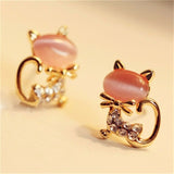 Lovely Rhinestone Cat Earrings