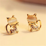 Lovely Rhinestone Cat Earrings